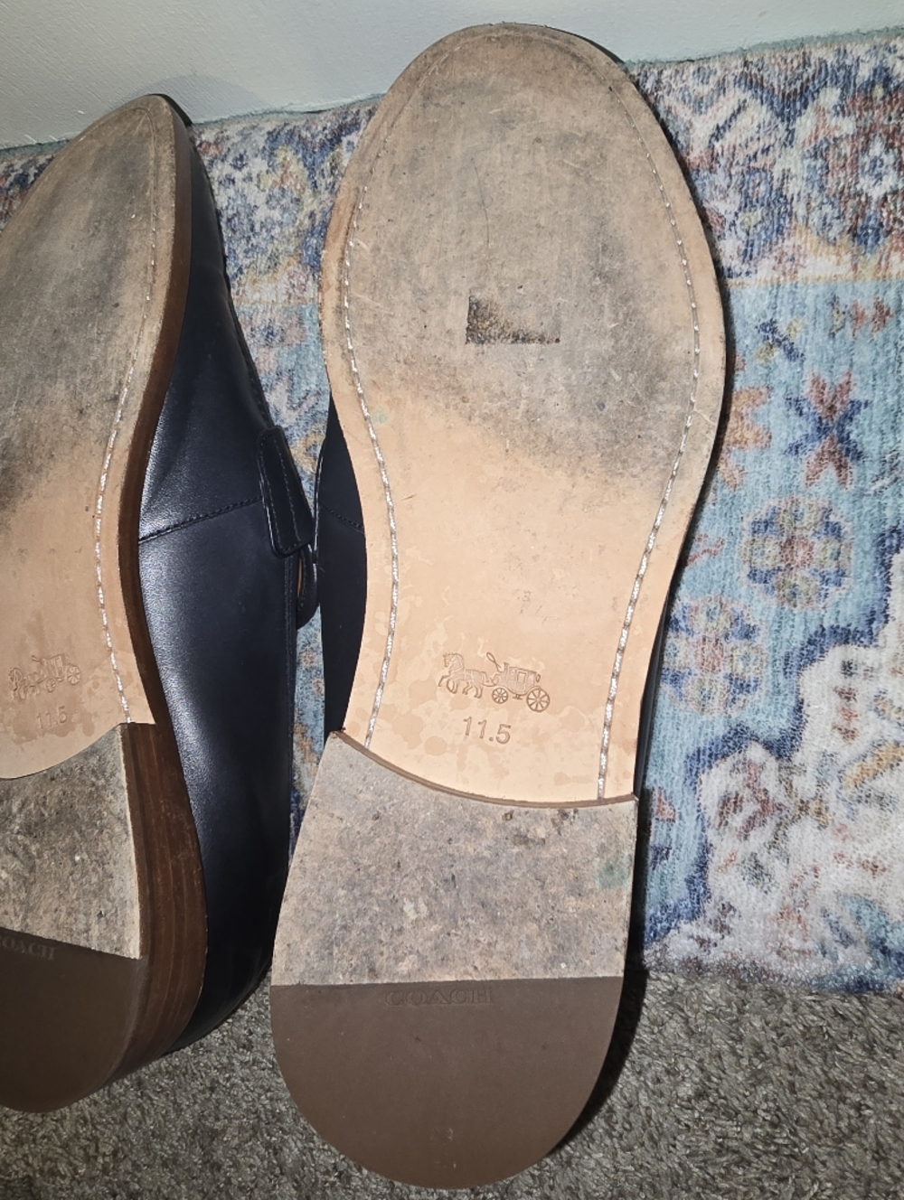 Coach Men’s Navy Leather Penny Loafers - Picture 8 of 9